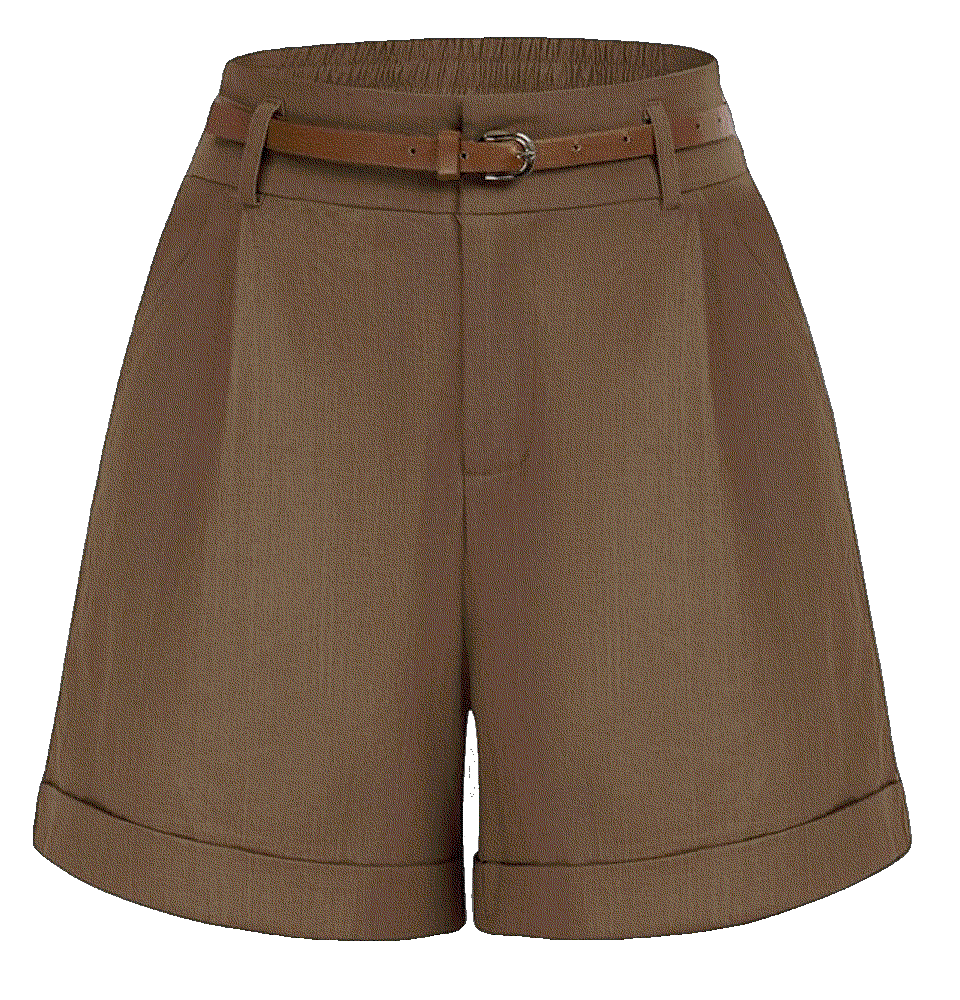 Bermuda Shorts Elastic Waist Wide Leg Belle Poque