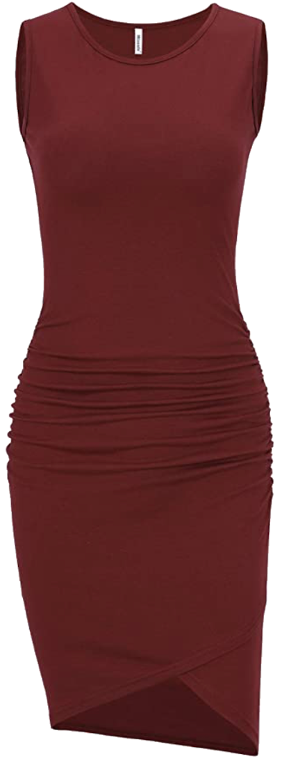 Casual Sleeveless Tank Ruched Irregular T Shirt Dress Missufe