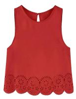 Remidoo Scallop Trim Crop Tank Top