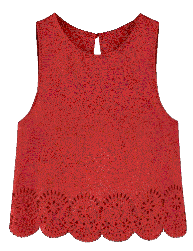 Scallop Trim Crop Tank Top Remidoo