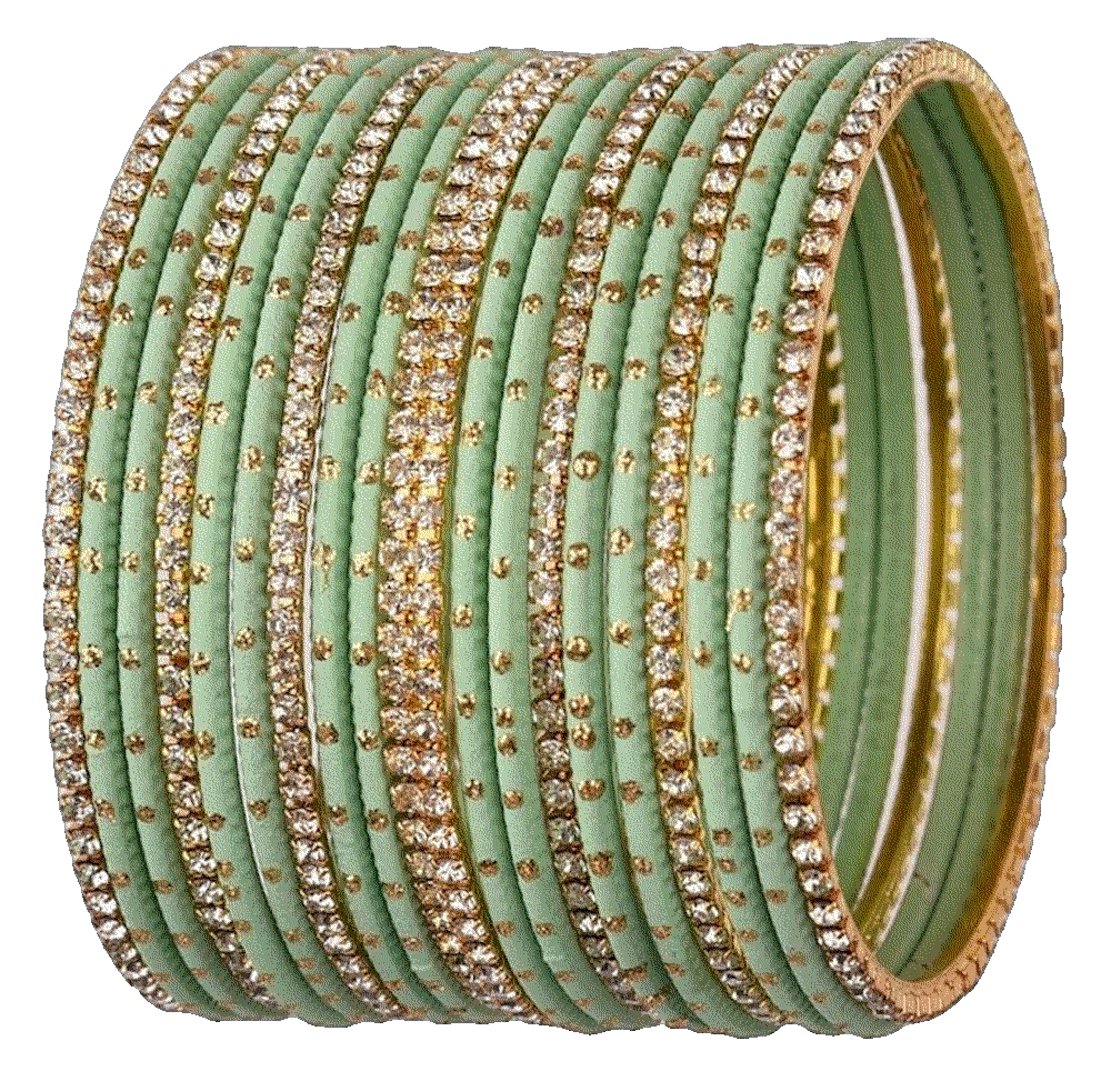 Indian Bangles Set Rhinestone CZ Plain Metal Bracelet Efulgenz