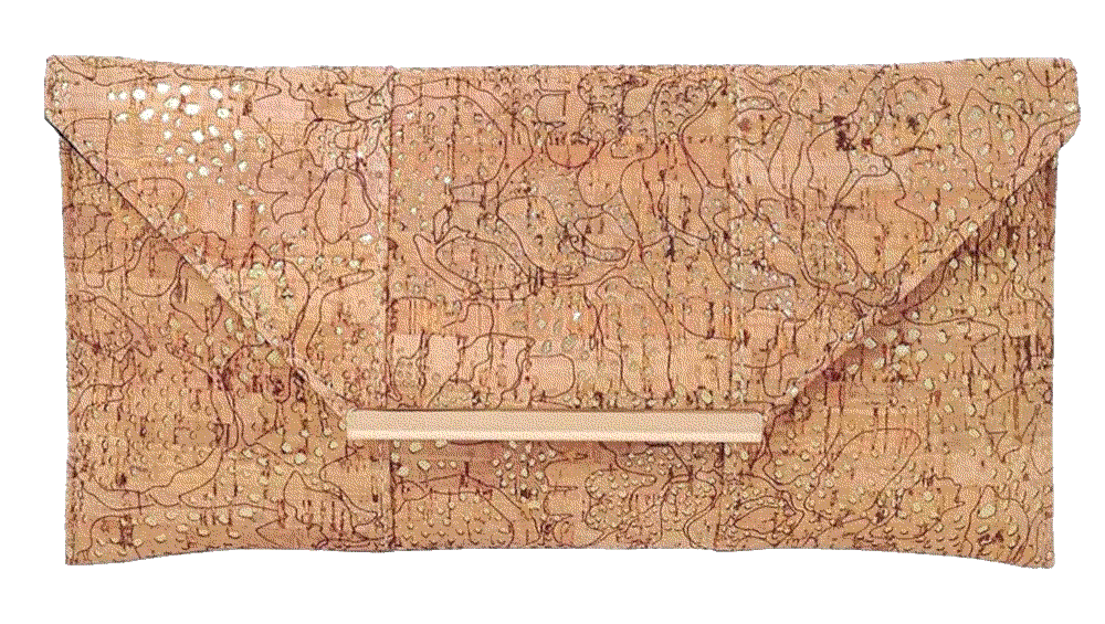 Unique Pattern Laser Cut Cork Envelope Clutch Jnb