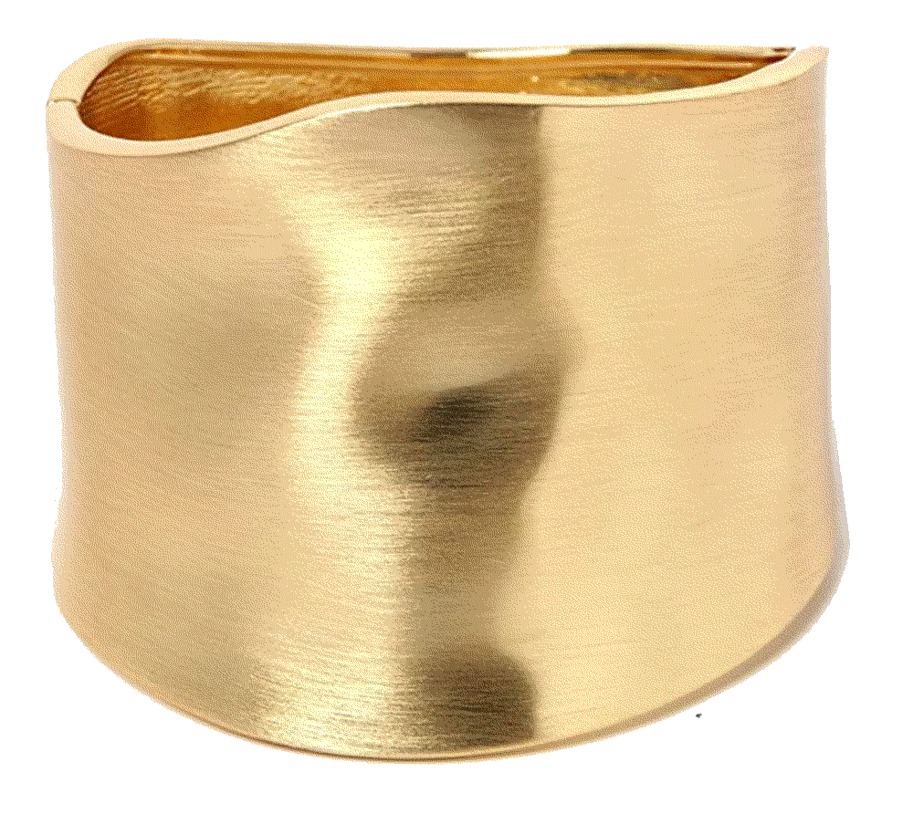 Gold Tone Wide-Edge Smooth Opening Bangle Bracelet  Caiyao