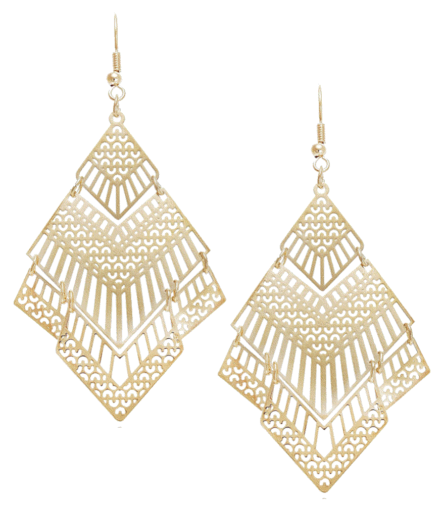 Boho Geometric Filigree Dangle Drop Statement Earrings Bonaluna