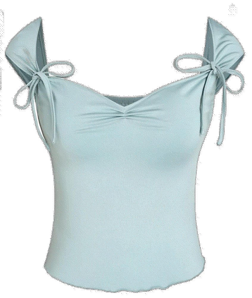 CIDER Ruched Lettuce Trim Bowknot Crop Cami Top CIDER