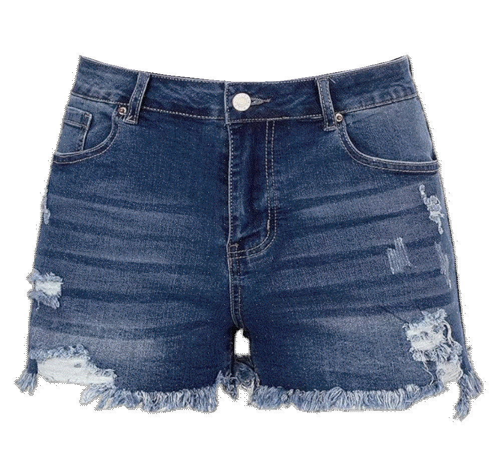 Men Mid Rise Ripped Stretchy Jeans Shorts  Thunder Star