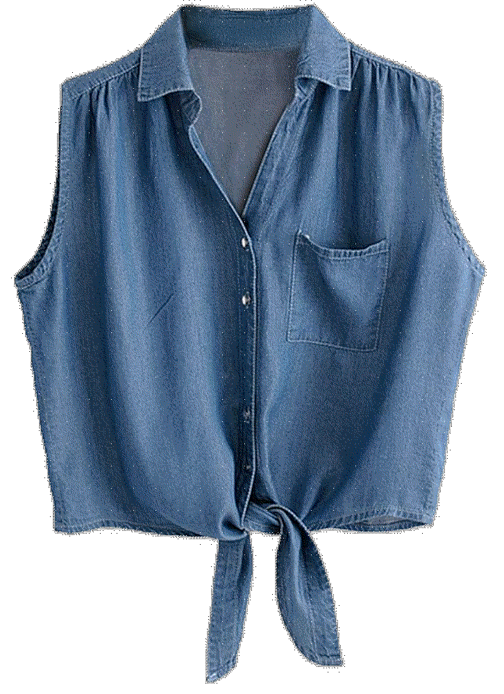  Sleeveless blue denim shirt Omoone
