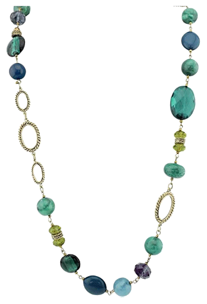 Chunky Crystal Coloured Glaze Beads Long Necklace  Firstmeet