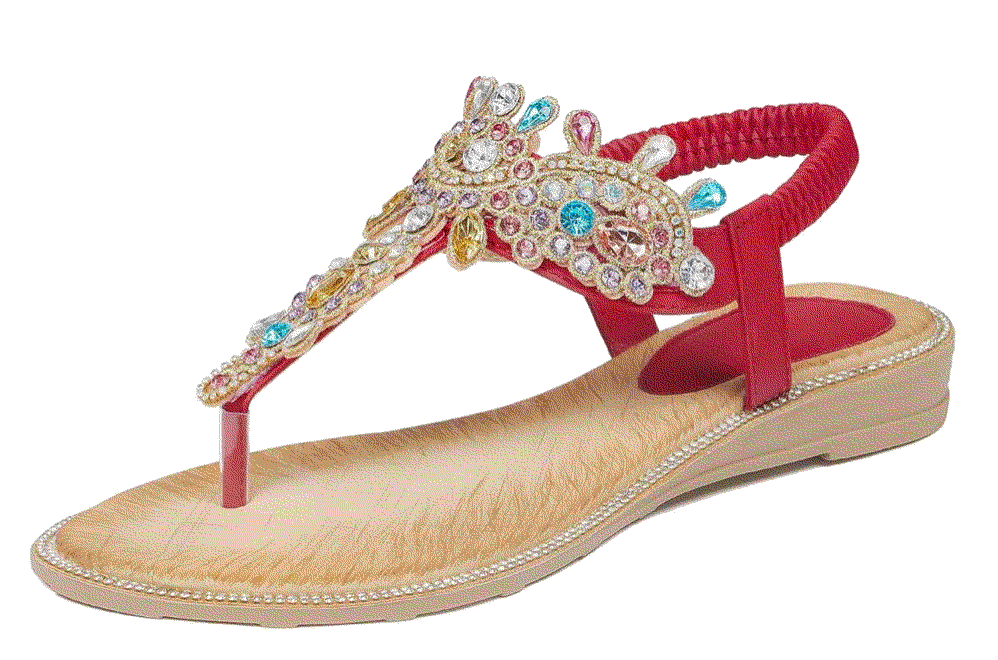 Rhinestone T-Strap Buckle Bohemian Sandals Icker