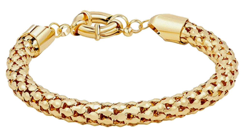 18K Gold Plated Popcorn Mesh Bracelet Barzel