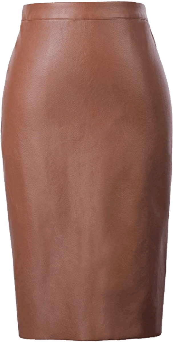 Faux Leather Pencil Skirt Hip Wrapped Back Split Belle Poque