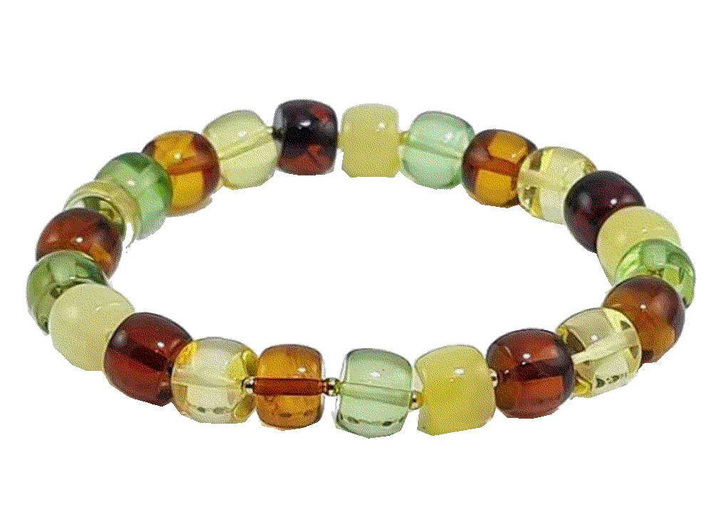 Multi-Color Amber Tablets Stretch Bracelet Amber ALex