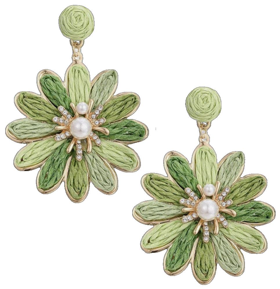 Lightweight Boho Raffia Flower Earrings RUOFFETA