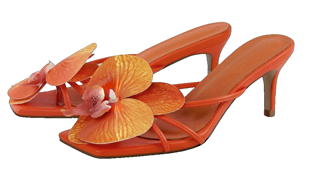 Missheel orange strappy flower heels sandals Missheel