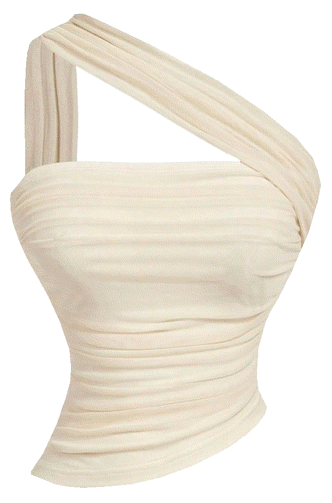 One Shoulder Tops Ruched Sleeveless Mesh tube top Milumia