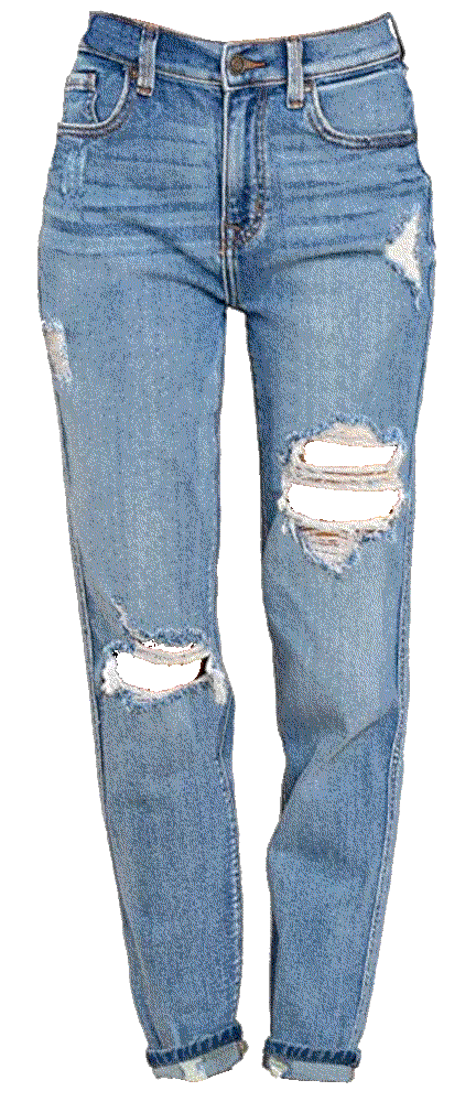 High Rise Destroyed Boyfriend Ripped Denim Jeans Vetinee