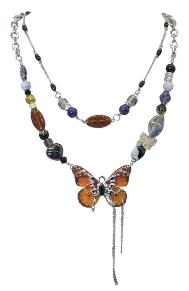 Wolin necklace maximalist colorful butterfly Wolin