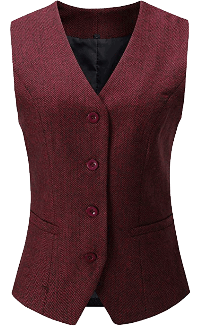 Fully Lined 4 Button V-Neck Dressy Suit Vest Waistcoat Vocni