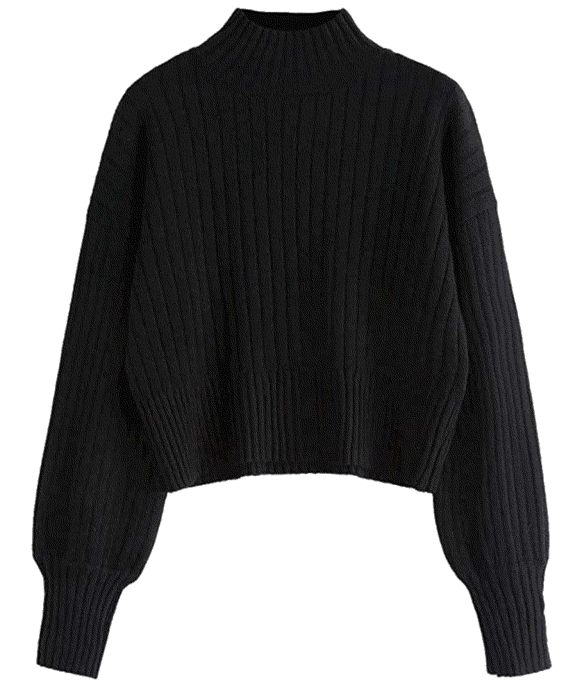 Mock Neck Long Sleeve Ribbed Knit Basic Pullover Sweater Zaful