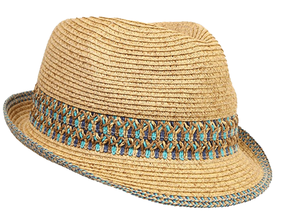 UPF50+ Adjustable Multicolor Woven Fedora Hat Funky Junque