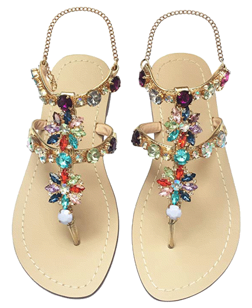 Crystal with Rhinestone Bohemia Flip Flops Sandals JF Shoes