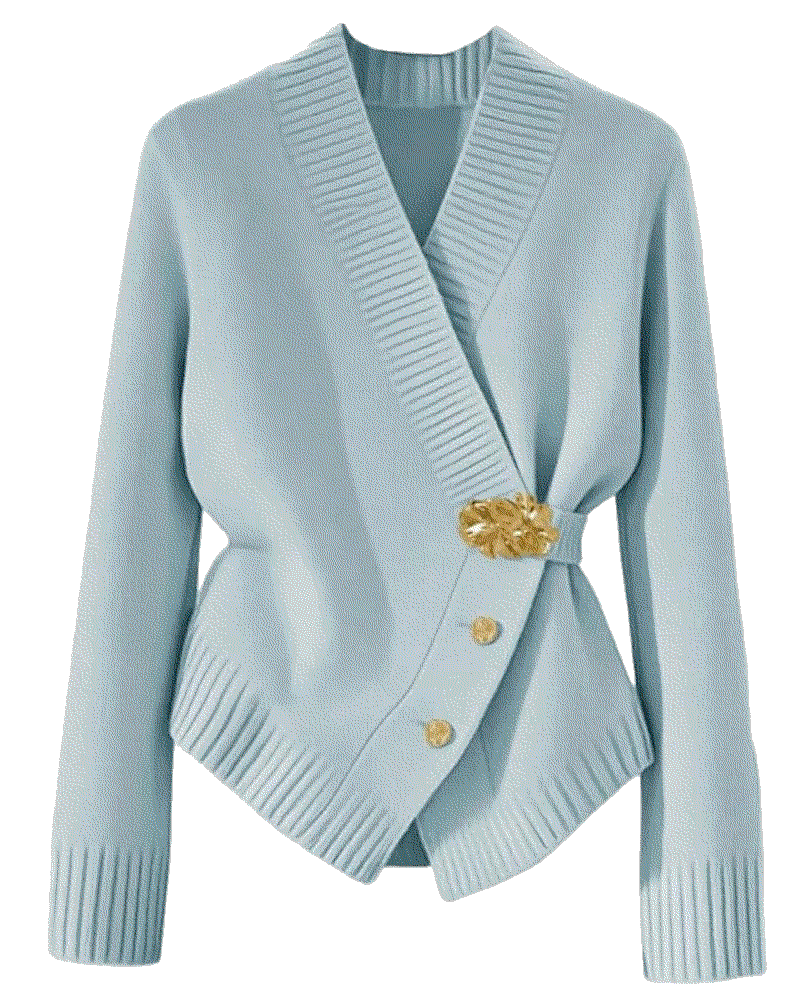 Metal Button Up Sweaters Cardigan Wrap V Neck  MakeMeChic
