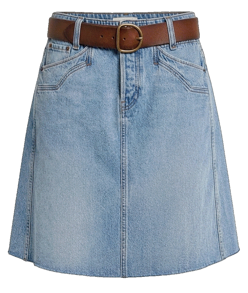 Denim Skirt Mid/High Waist Knee Length A Line Emmiol