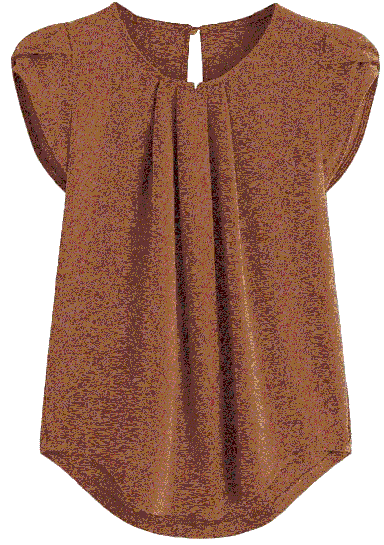  Casual Round Neck Basic Pleated Top  Milumia