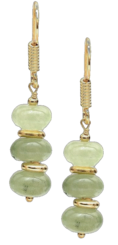 Gempires prehnite rondelle earrings dangling Gempires