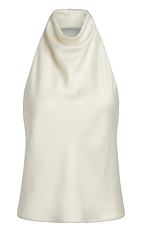 Mock Neck Satin Halter Sexy Open Back Tops Seyurigaoka