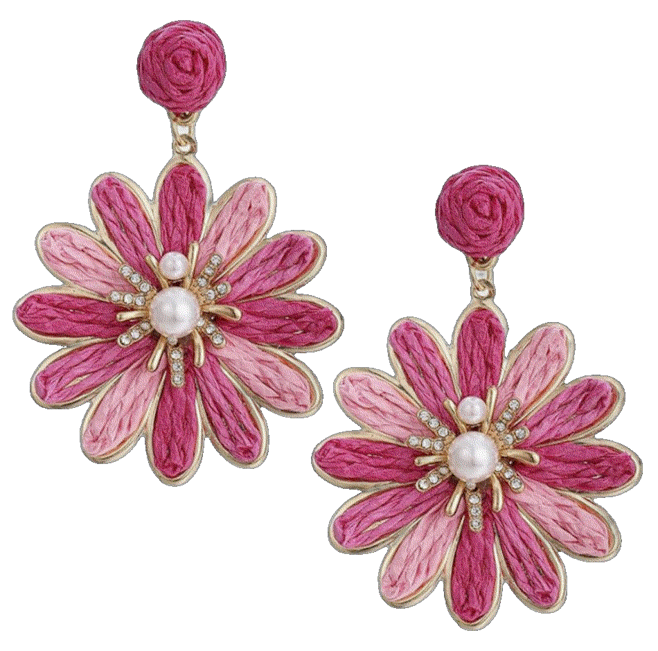 Lightweight Boho Raffia Flower Earrings RUOFFETA