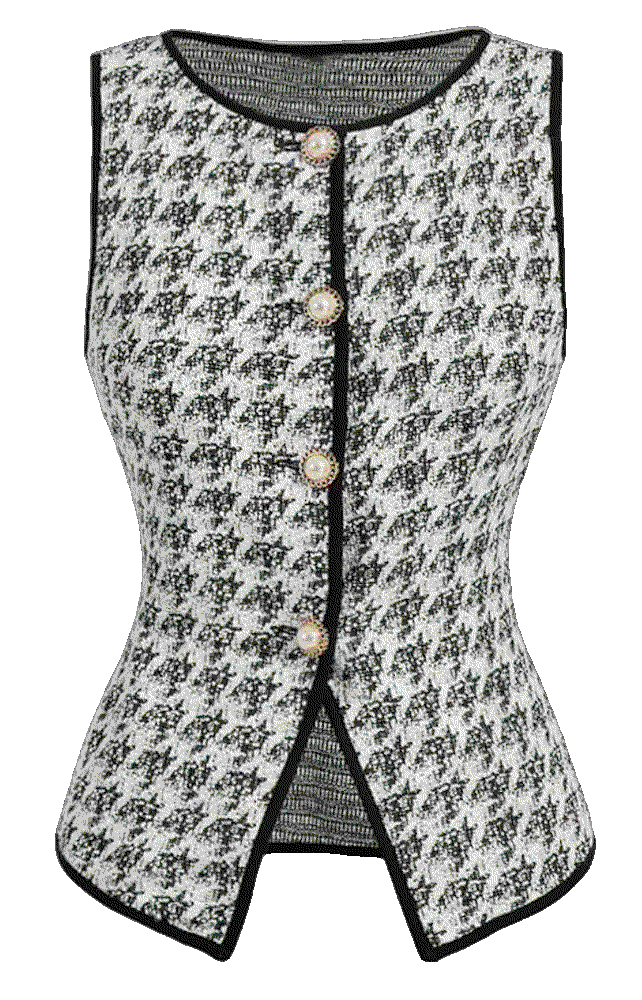 Houndstooth Sleeveless Tank Top Floerns