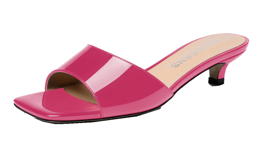  Square Toe Patent Slip On Open Toe Fashion Kitten Low Heel Sandals Wayderns