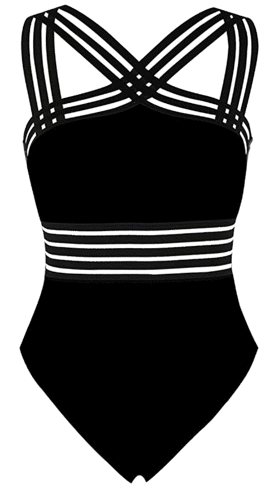 One Piece Swimwear Front Crossover Hilor