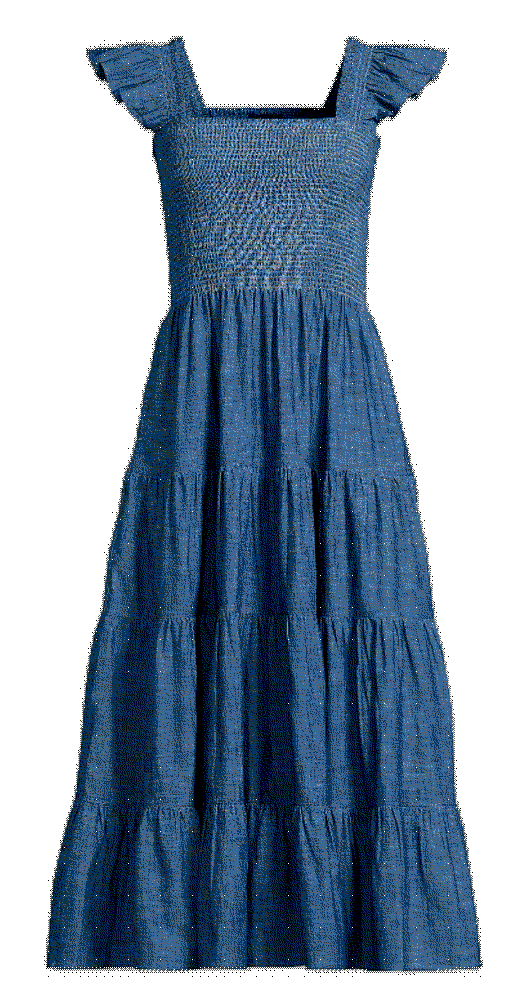 Chambray Smocked Dress with Ruffle Straps Lands End