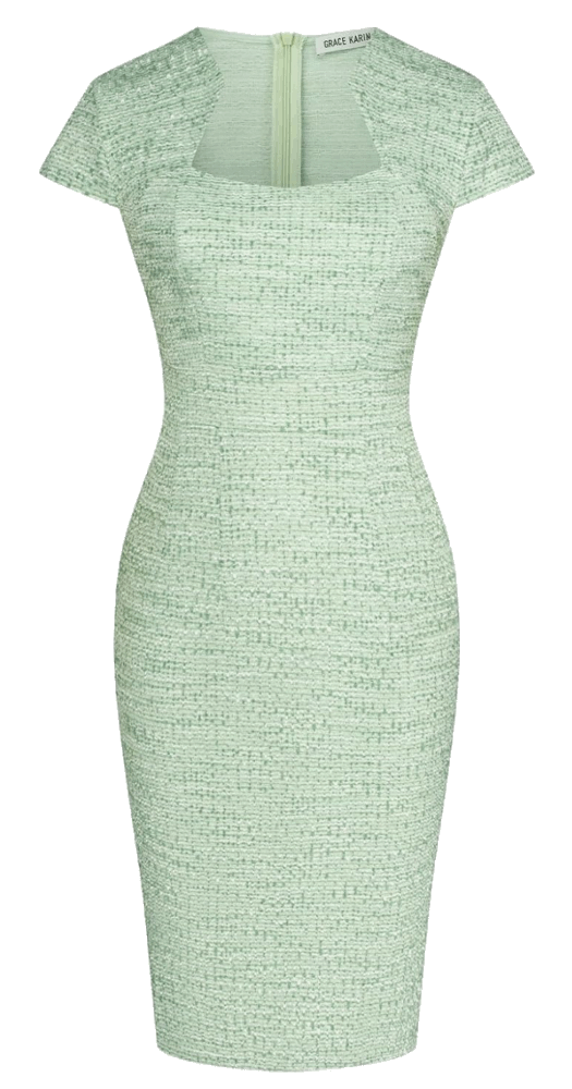 Gorgeous Pencil Dress Cap Sleeve Tweed Pencil Dress for Work Grace Karin