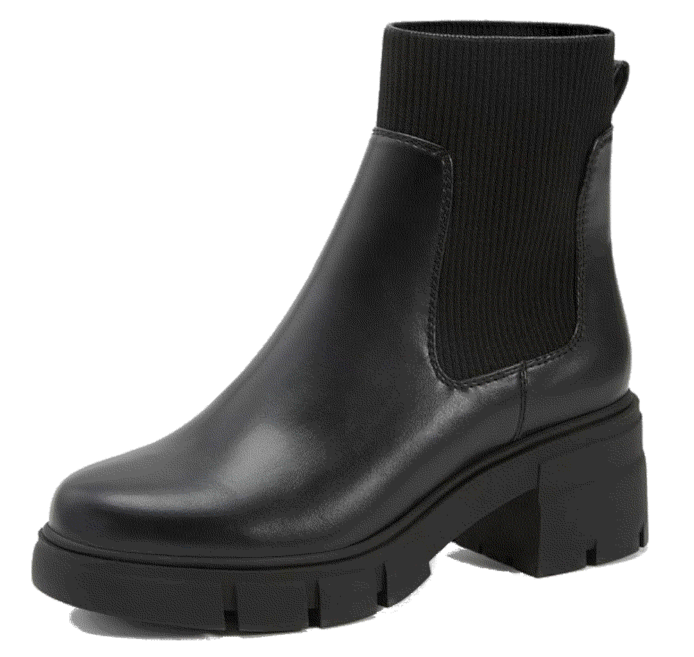 Elastic Chelsea Boots Chunky Block Heel Platform REDTOP