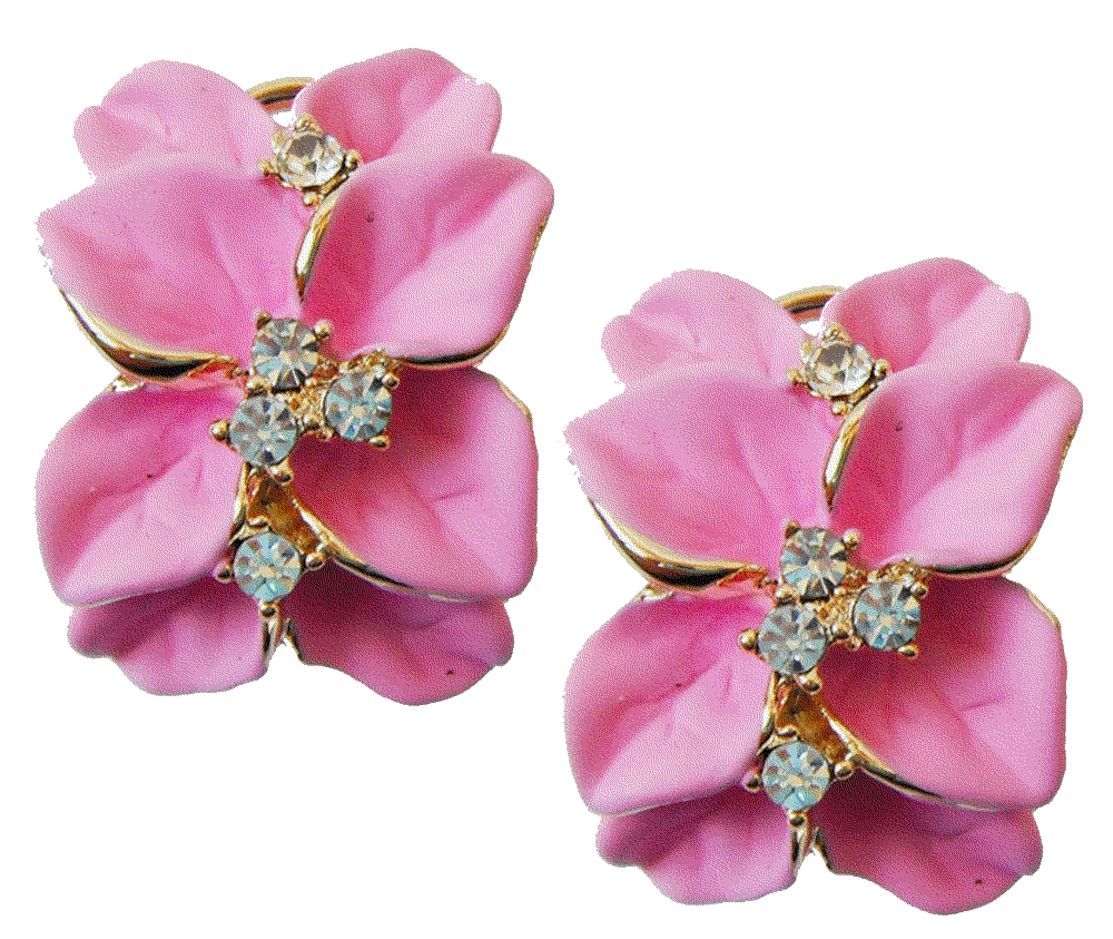 18k Gold Plated Crystal colorful Enamel Leaves Flower earrings Navachi
