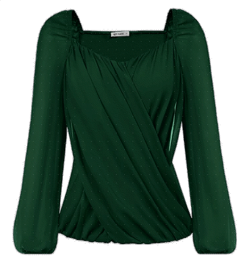 Womens chiffon blouses lantern pleated Grace Karin