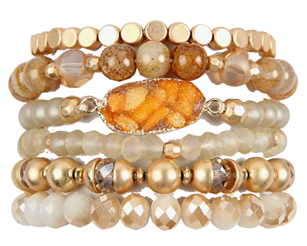 Bohemian Acrylic Druzy Multi-Layer Bead Statement Bracelet  Riah Fashion