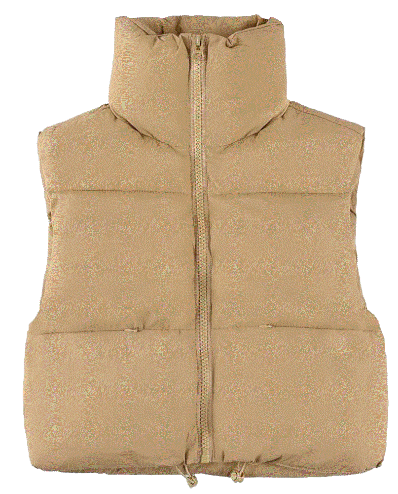 Womens collar sleeveless cropped khaki m UANEO