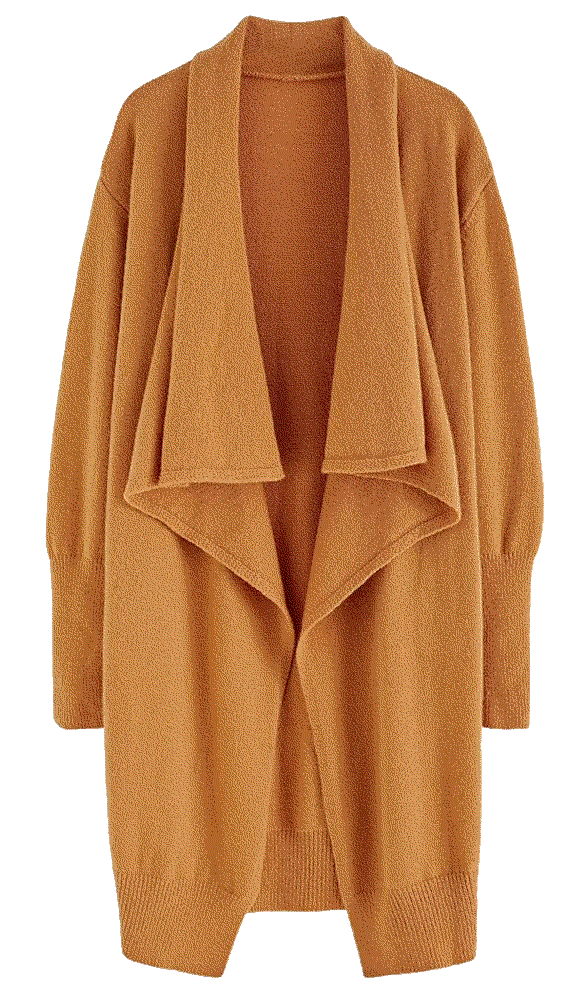 Classy Light Tan/Black Open Front Knit Coat Cardigan Chicwish