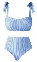 Herseas  Tie Shoulder Bikini Sets 2 Piece Striped Swimsuit