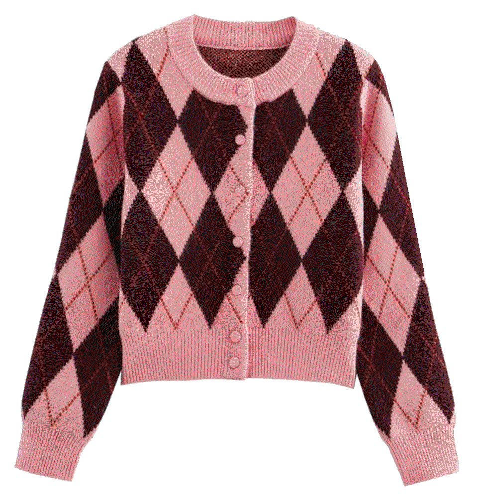 Argyle Preppy Cardigan Sweater  The Cufezn