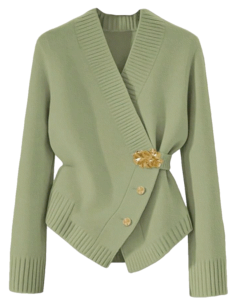 Metal Button Up Sweaters Cardigan Wrap V Neck  MakeMeChic
