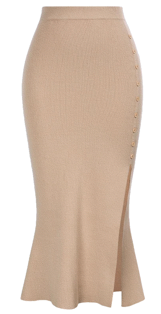 Ribbed Elastic High Waisted Long Mermaid Bodycon skirt Kate Kasin