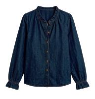 Sidefeel Sidefeel Ruffle Button Down Denim Shirts