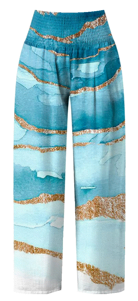 Beach Casual Elastic High Waist Floral Loose pants  XINSHIDE