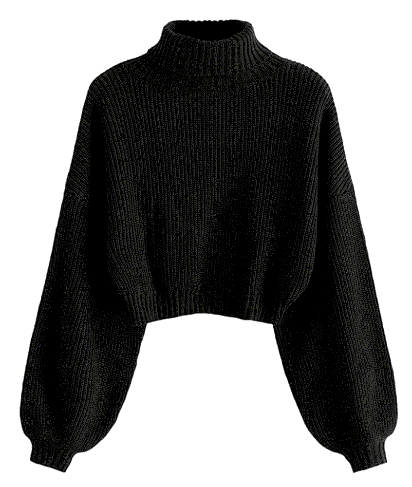 High Neck Lantern Sleeve Ribbed Knit Pullover Sweater Jumper Zaful