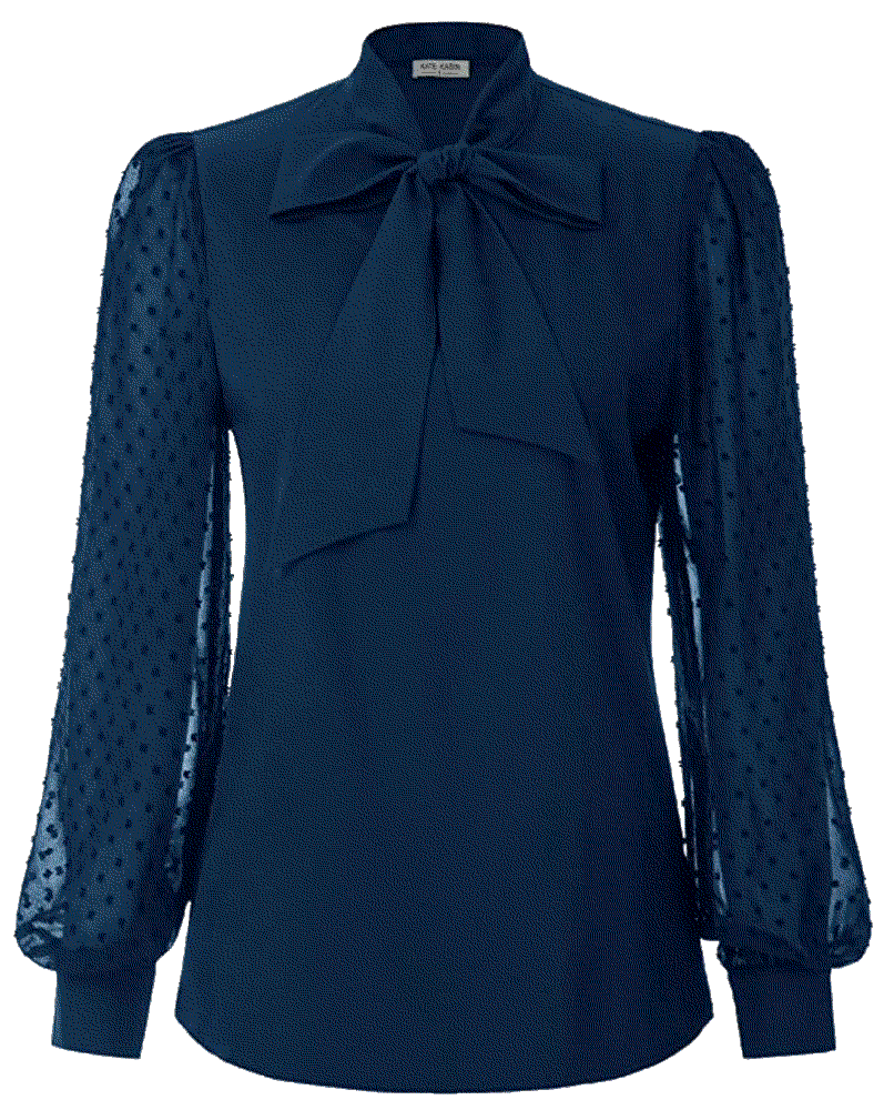Bow Tie Long Sleeve Blouse Kate Kasin